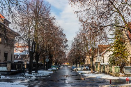 Foto de Vista de invierno de la calle Pivovarska en Lysa nad Labem, República Checa - Imagen libre de derechos