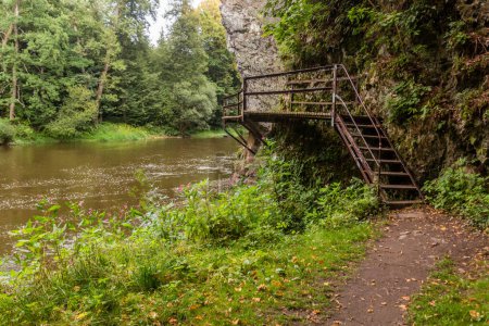 Téléchargez les photos : Sentier de randonnée sur une promenade le long de la rivière Luznice, République tchèque - en image libre de droit