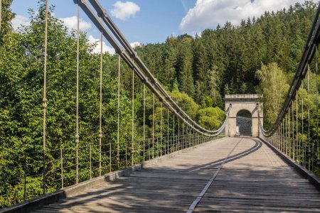 Stadlecky retezovy most (Stadlec chain bridge) over Luznice river, Czech Republic
