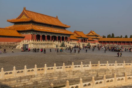 Photo for BEIJING, CHINA - OCTOBER 18, 2019: Gate of Supreme Harmony in the Forbidden City in Beijing, China - Royalty Free Image