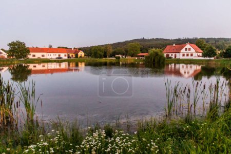Téléchargez les photos : Étang dans le village de Holasovice, République tchèque - en image libre de droit