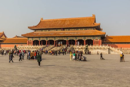 Photo for BEIJING, CHINA - OCTOBER 18, 2019: Gate of Supreme Harmony in the Forbidden City in Beijing, China - Royalty Free Image