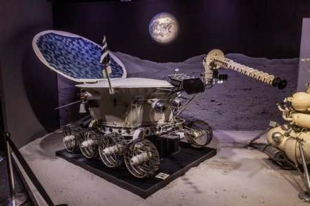 Photo for PRAGUE, CZECHIA - JULY 10, 2020: Lunokhod lunar rover at Cosmos Discovery Space Exhibition in Prague, Czech Republic - Royalty Free Image