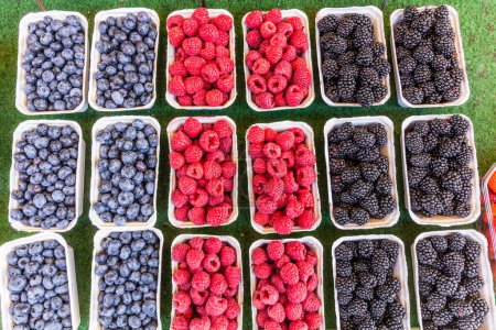 Téléchargez les photos : Fruits sauvages à vendre au marché Naschmarkt à Vienne, Autriche - en image libre de droit