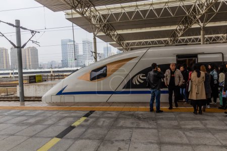 Photo for CHENGDU, CHINA  - NOVEMBER 6, 2019:Train at Chengdu East (Chengdudong) railway station in Chengdu, China - Royalty Free Image