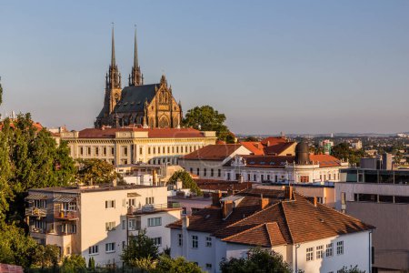 Téléchargez les photos : Skyline de la ville de Brno avec la cathédrale Saint-Pierre-et-Paul, République tchèque - en image libre de droit