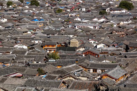 Photo for Aerial view of the old town of Lijiang, Yunnan province, China - Royalty Free Image