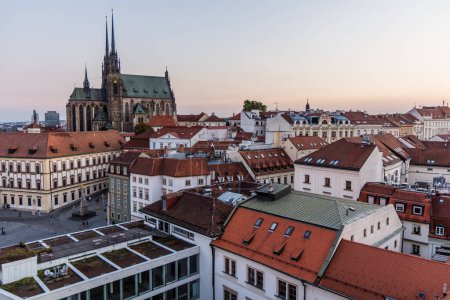 Skyline of Brno city with the cathedral of St. Peter and Paul, Czech Republic