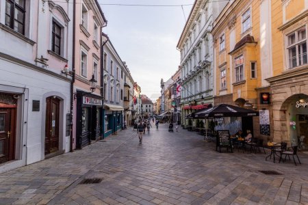 Photo for BRATISLAVA, SLOVAKIA - SEPTEMBER 7, 2021: Michalska pedestrian street in Bratislava, Slovakia - Royalty Free Image