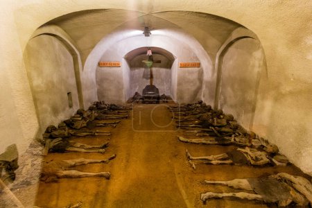 Photo for BRNO, CZECHIA - SEPTEMBER 6, 2021: Dead bodies in the Capuchin crypt in Brno, Czech Republic - Royalty Free Image