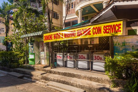 Photo for CHIANG MAI, THAILAND - DECEMBER 2, 2019: Public outdoor laundromat in Chiang Mai - Royalty Free Image