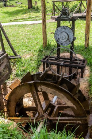 Photo for Water wheel with a generator near Kisiizi Falls, Uganda - Royalty Free Image
