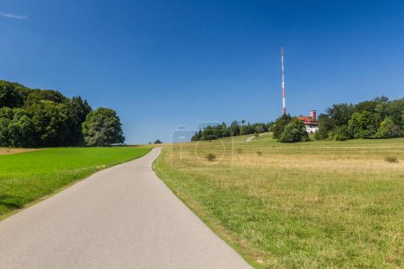 Photo for TV tower at Raichberg mountain in Swabian Jura in the state of Baden-Wuerttemberg, Germany - Royalty Free Image