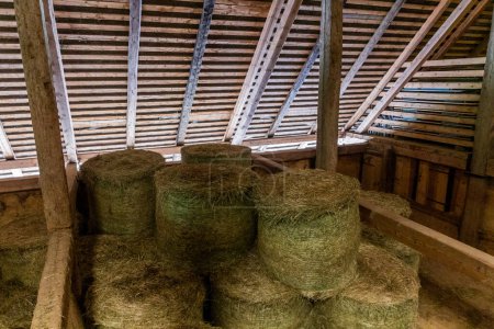 Photo for Old farmhouse hayloft in Black Forest Open Air Museum in Gutach village in Baden-Wuerttemberg, Germany - Royalty Free Image