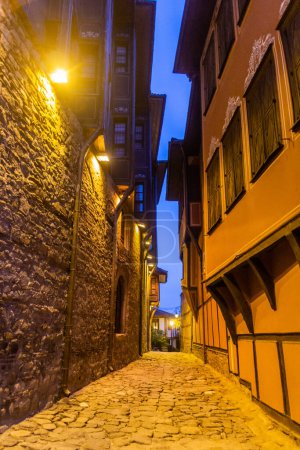 Photo for Evening view of a cobbled street in Plovdiv, Bulgaria - Royalty Free Image