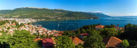 Photo for View of Ohrid lake from Ohrid town, North Macedonia - Royalty Free Image
