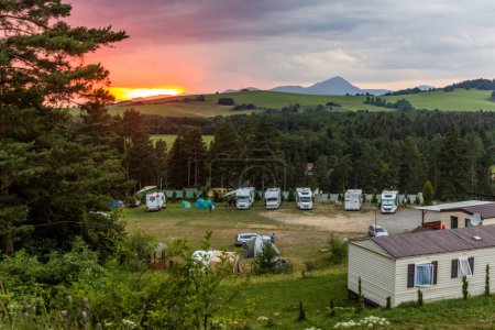 Photo for NIZKE TATRY, SLOVAKIA - AUGUST 13, 2020: Sunset in Bystrina camping site in Nizke Tatry mountains, Slovakia - Royalty Free Image