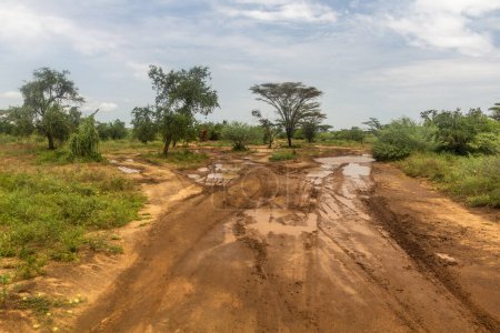 Téléchargez les photos : Route boueuse dans la vallée d'Omo, Éthiopie - en image libre de droit