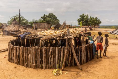 Téléchargez les photos : KORCHO, ÉTHIOPIE - 4 FÉVRIER 2020 : Stylo à chèvre dans le village de Korcho, Éthiopie - en image libre de droit