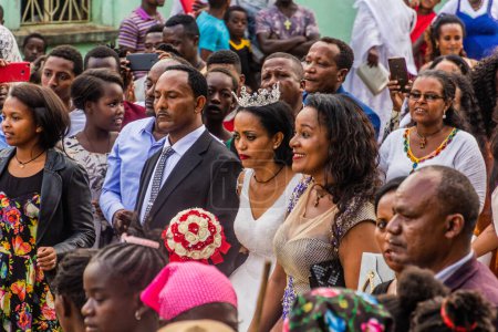 Téléchargez les photos : JINKA, ÉTHIOPIE - 2 FÉVRIER 2020 : Vue d'un mariage à Jinka, Éthiopie - en image libre de droit
