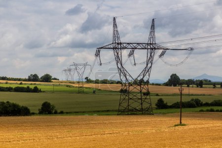 Photo for High voltage transmission lines in the Czech Republic - Royalty Free Image