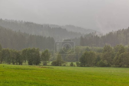 Foto de Vista lluviosa de un paisaje cerca de Dolni Dvoriste, República Checa - Imagen libre de derechos
