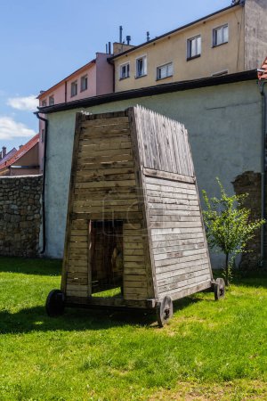 Photo for Medieval wooden battering ram device in Bystrzyca Klodzka, Poland, - Royalty Free Image