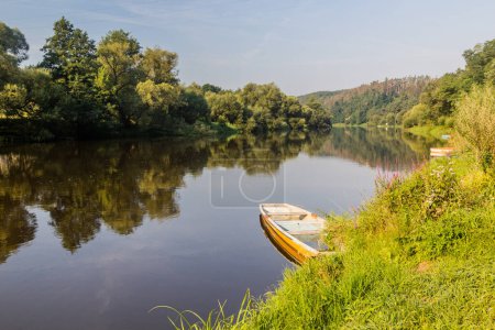 Photo for Boats at Luznice river, Czech Republic - Royalty Free Image