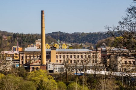 Photo for View of  Semily town with old factories, Czechia - Royalty Free Image