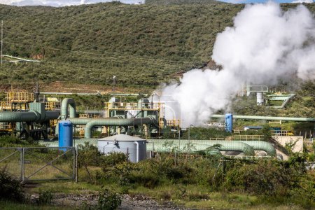 Photo for Olkaria I Geothermal Power Station in the Hell's Gate National Park, Kenya - Royalty Free Image