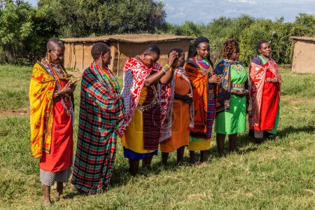 Photo for MASAI MARA, KENYA - FEBRUARY 20, 2020: Masai women in their village, Kenya - Royalty Free Image