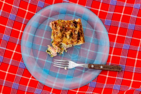 Photo for Portion of quiche on a picnic blanket - Royalty Free Image