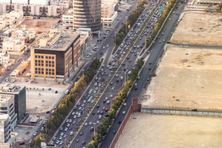 Photo for Aerial view of the King Fahd road in Riyadh, Saudi Arabia - Royalty Free Image