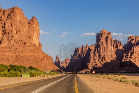 Road through Wadi Disah canyon, Saudi Arabia