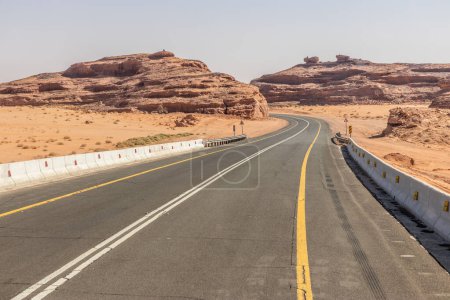 Photo for Road 70 through desert near Al Ula, Saudi Arabia - Royalty Free Image
