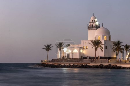 Photo for Island Mosque on the corniche promenade in Jeddah, Saudi Arabia - Royalty Free Image