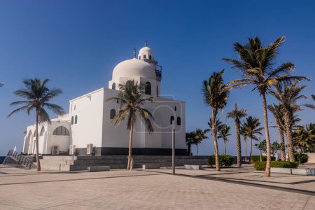 Photo for Island Mosque on the corniche promenade in Jeddah, Saudi Arabia - Royalty Free Image