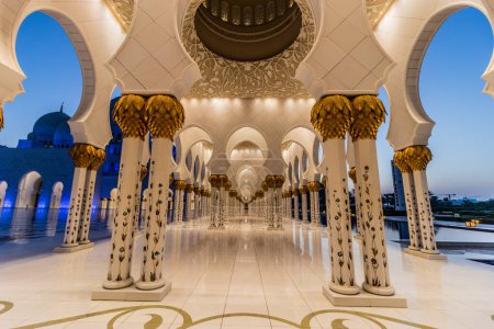 Photo for Colonnade of Sheikh Zayed Grand Mosque in Abu Dhabi, United Arab Emirates. - Royalty Free Image