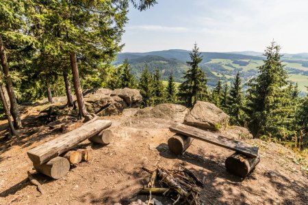 Viewpoint at Studeny mountain in Orlicke mountains, Czech Republic