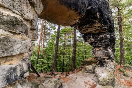 Téléchargez les photos : Mala Pravcicka brana porte rocheuse le parc national de la Suisse tchèque, République tchèque. - en image libre de droit