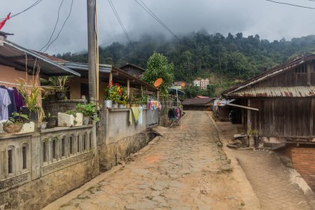 Photo for Cobbled street in Phongsali, Laos - Royalty Free Image