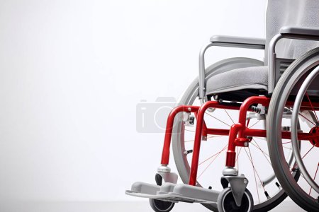 Leichter manueller Rollstuhl auf weißem Hintergrund, generative KI