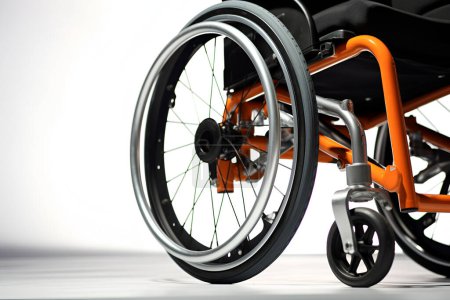Leichter manueller Rollstuhl auf weißem Hintergrund, generative KI