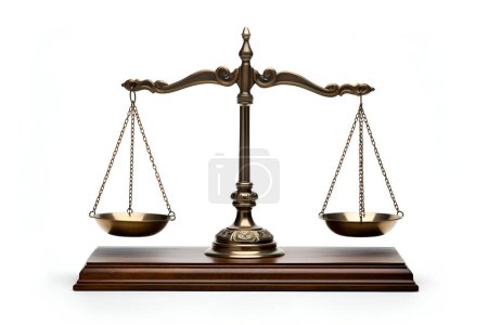 Photo for Golden scales of Justice on white background generated AI - Royalty Free Image