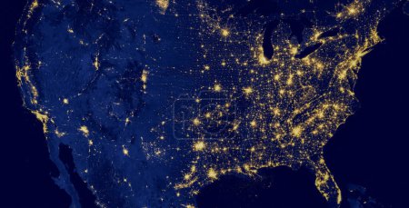 Foto de Imagen de la NASA adquirida del 18 de abril al 23 de octubre de 2012 Esta imagen de los Estados Unidos de América por la noche es un compuesto ensamblado a partir de datos adquiridos por el satélite Suomi NPP en abril y octubre de 2012.. - Imagen libre de derechos