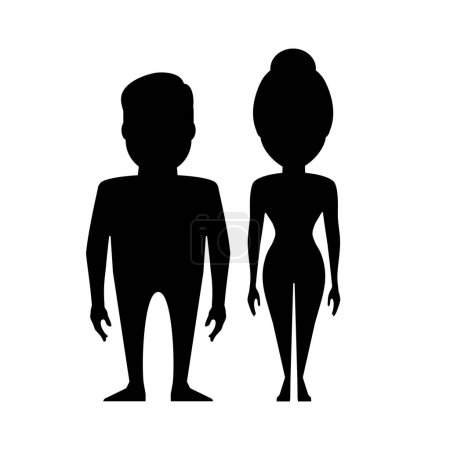 Illustration for Silhouette cartoon is a man and woman. Illustration in line art style. Vector - Royalty Free Image