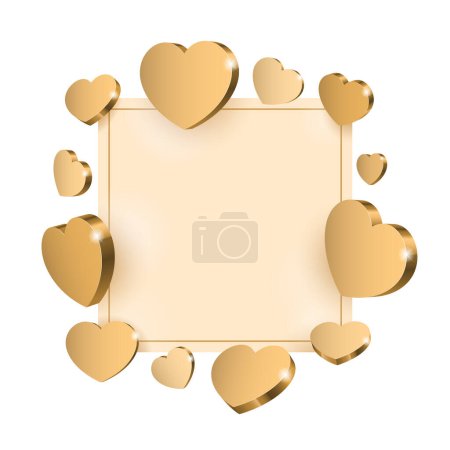 Téléchargez les photos : Fond de cœurs dorés. Carte de voeux au cœur doré. Illustration vectorielle - en image libre de droit
