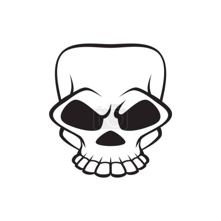 Téléchargez les photos : Icône crâne humain noir et blanc. Symbole ou emblème pour logo ou tatouage. illustration vectorielle - en image libre de droit