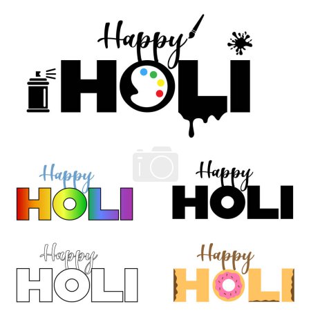 Téléchargez les illustrations : Colorful explosion for Holi festival poster banner creative. Colorful gulal pichkari and text happy Holi - en licence libre de droit