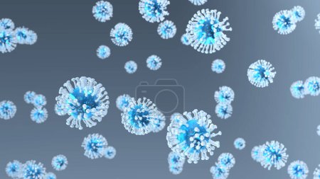 Téléchargez les photos : Virus volants, illustration 3D abstraite - en image libre de droit
